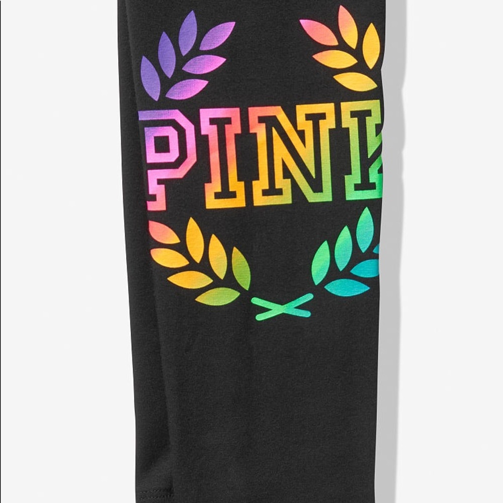 ❗️LAST💕VS PINK BLACK RAINBOW OMBRÉ LOGO LEGGINGS - Picture 3 of 4